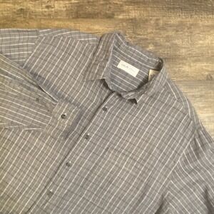 Murano Shirt Men's XL Wool Cotton Blend Long Sleeve‎ Button Up Gray Plaid EUC